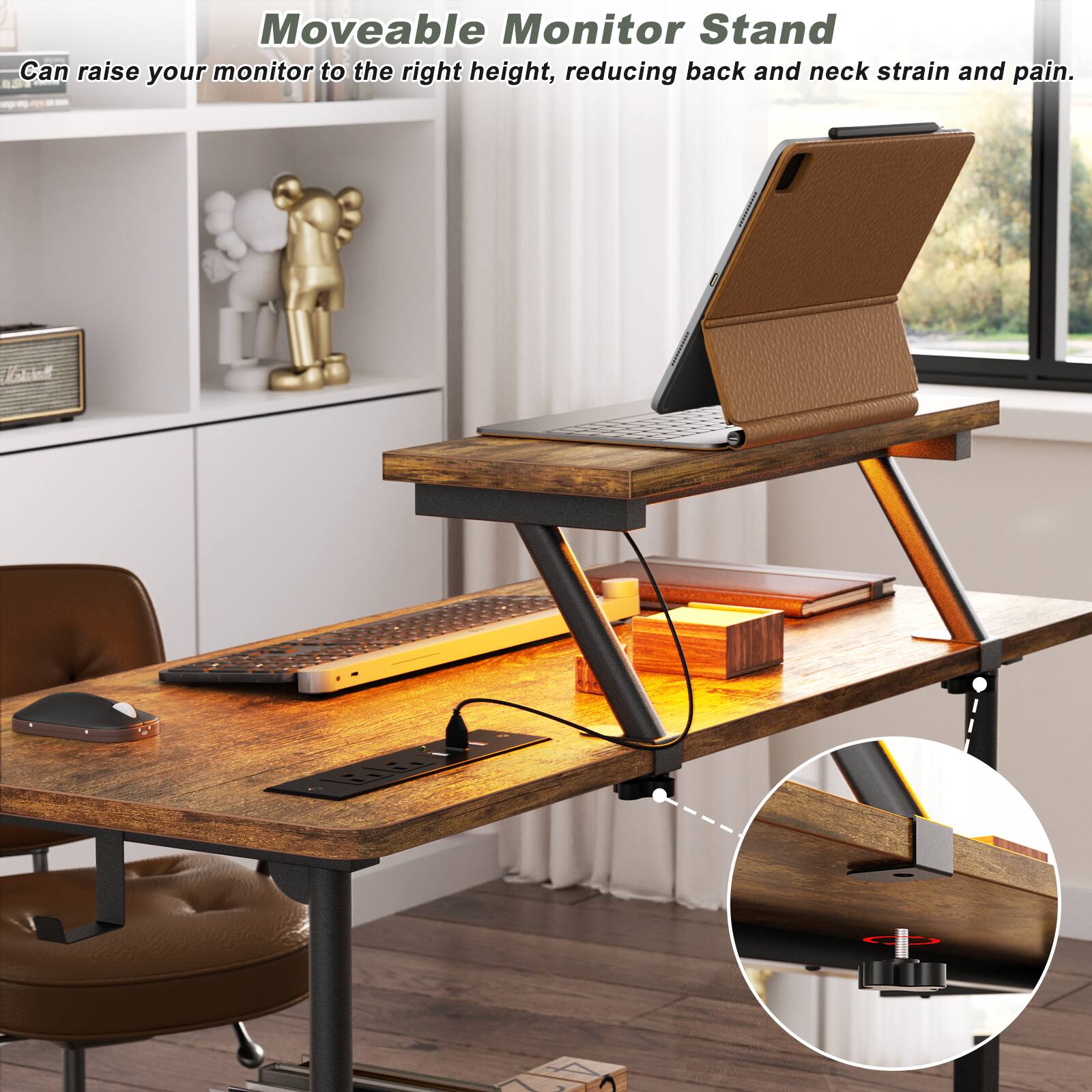 Moveable Monitor Stand

Can raise your monitor to the right height, reducing back and neck strain and pain.