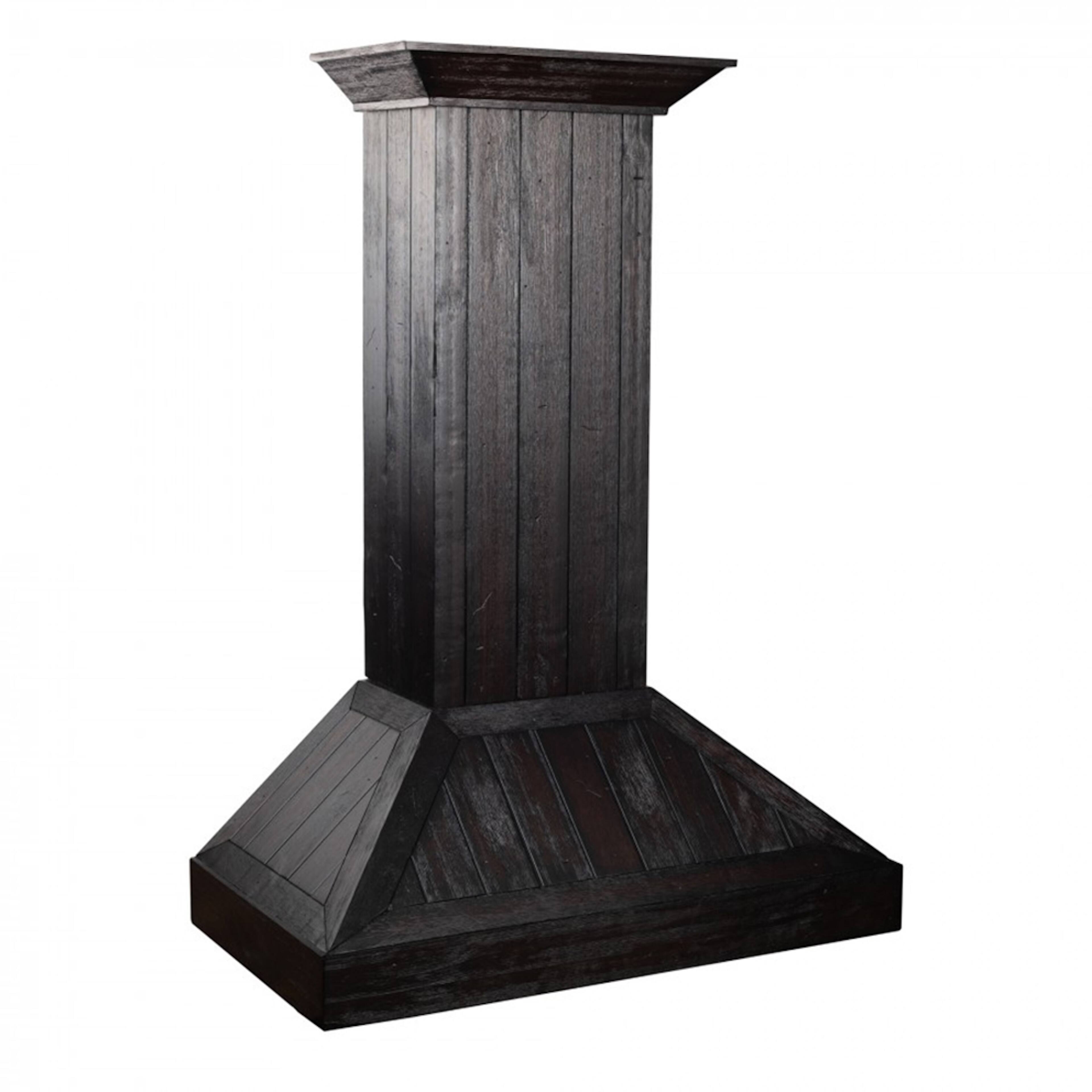 Angle. ZLINE - 36" Wooden Convertible Vent Wall Mount Range Hood - Black.