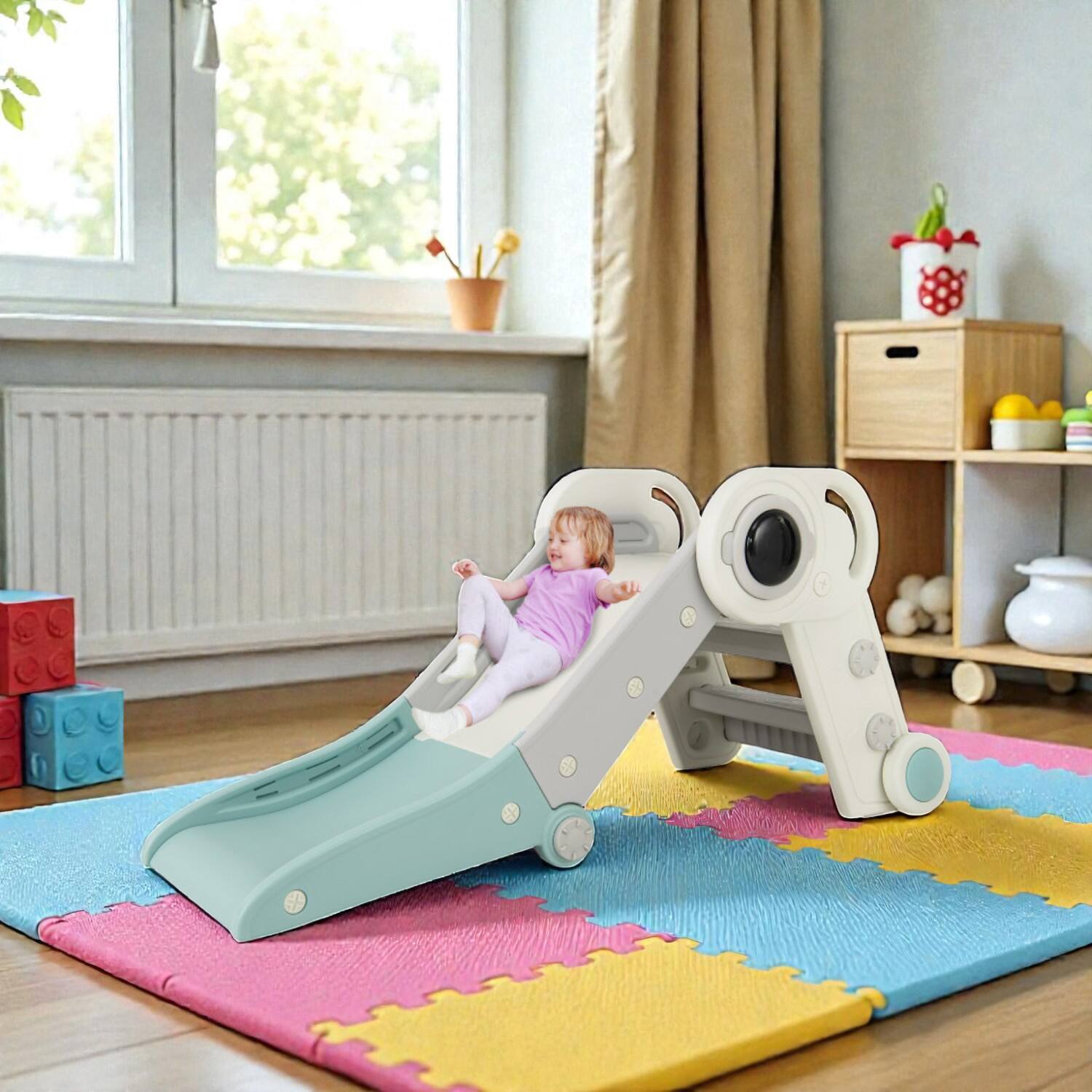 BreeBe - Compact Toddler Slide & Climb Play Station for Babies 18 Months+ - Blue price history on PriceWatchPro