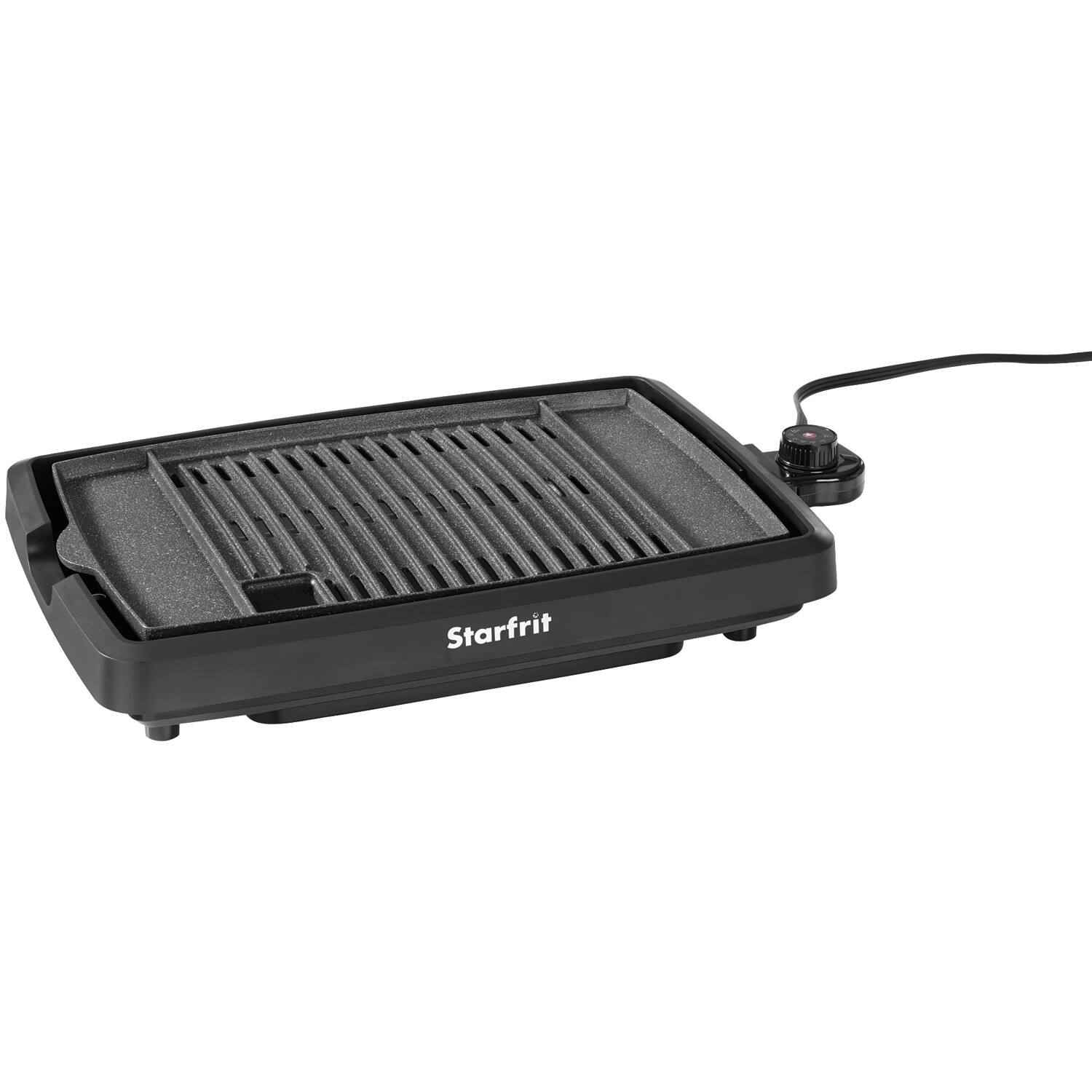 Front. THE ROCK by Starfrit - The Rock By Starfrit 024414-003-0000 Indoor Smokeless Electric Bbq Grill - black.