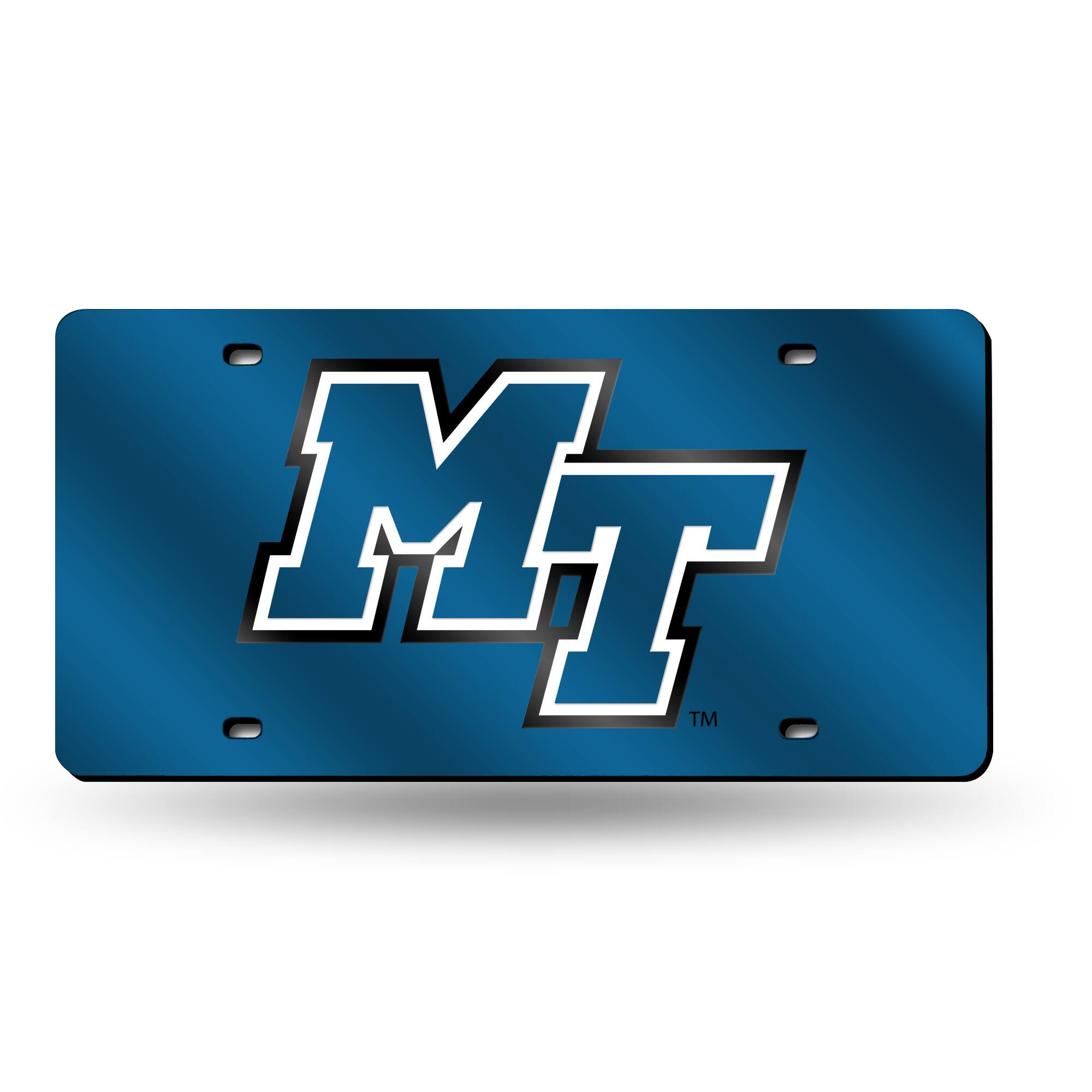 Middle Tennessee Blue Raiders Blue Mirror Look Acrylic License Plate Laser Tag
