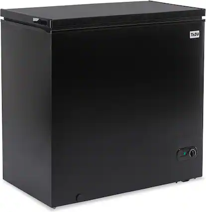 Front. Circus Cirle - 12.0 cubic feet horizontal deep freezer, with 7-level adjustable thermostat, removable storage basket, black - BLACK.