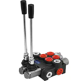 VEVOR - Hydraulic Valve 2 Spool Hydraulic Directional Control Valve 11gpm Hydraulic Control Valve Double Acting for Tractors - Black
