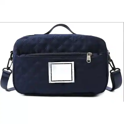 Front. Wikistore - Wikistore 3D Diamond Pattern Small Tote with Dry Wet Separation and Double Pockets Dark Blue - Dark Blue.