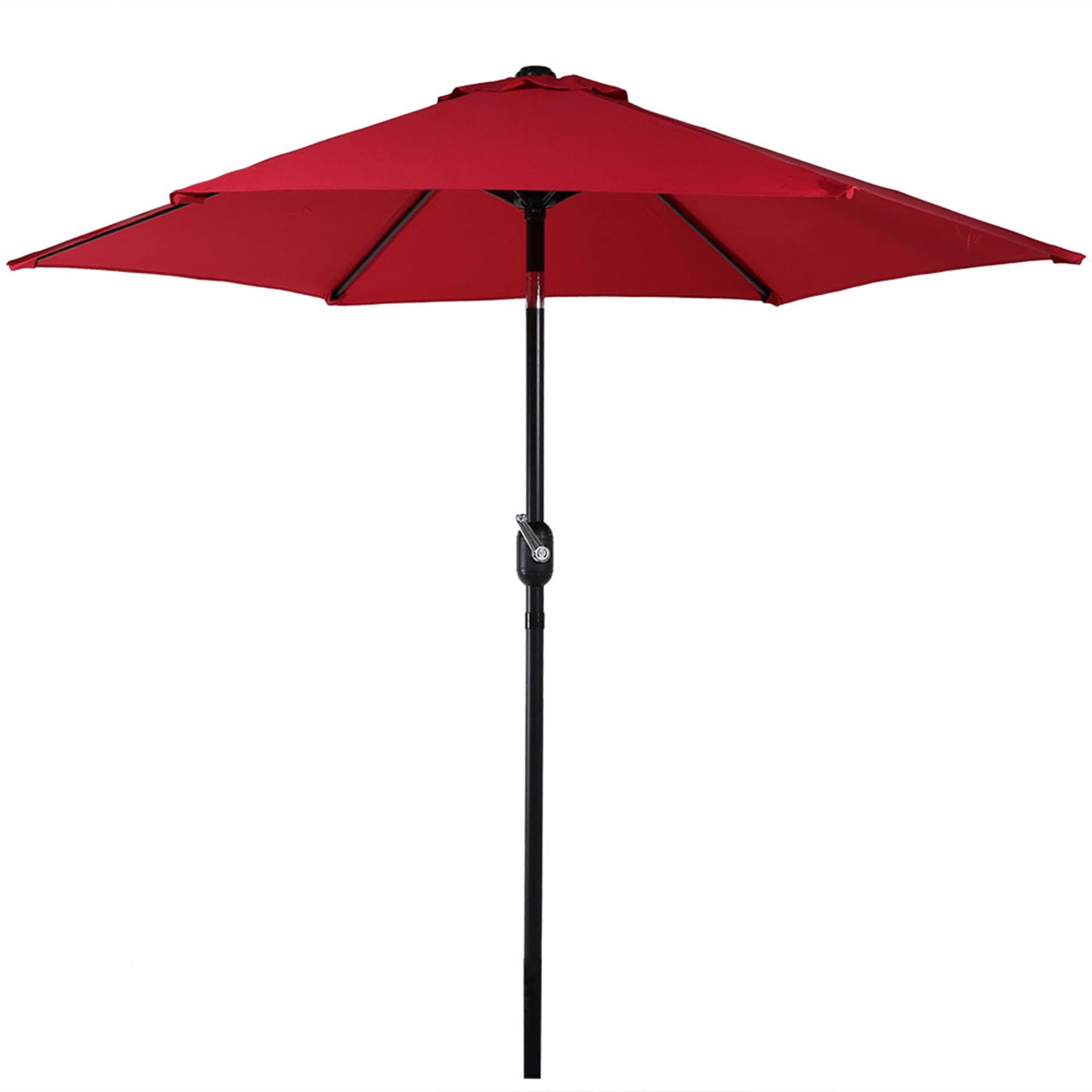 Sunnydaze - 7.5 ft Aluminum Patio Umbrella with Tilt and Crank - Red