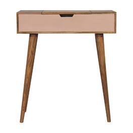Artisan Furniture - Solid Wood Mini Pink Dressing Table, 4 Storage Compartments with Mirror - oak-ish