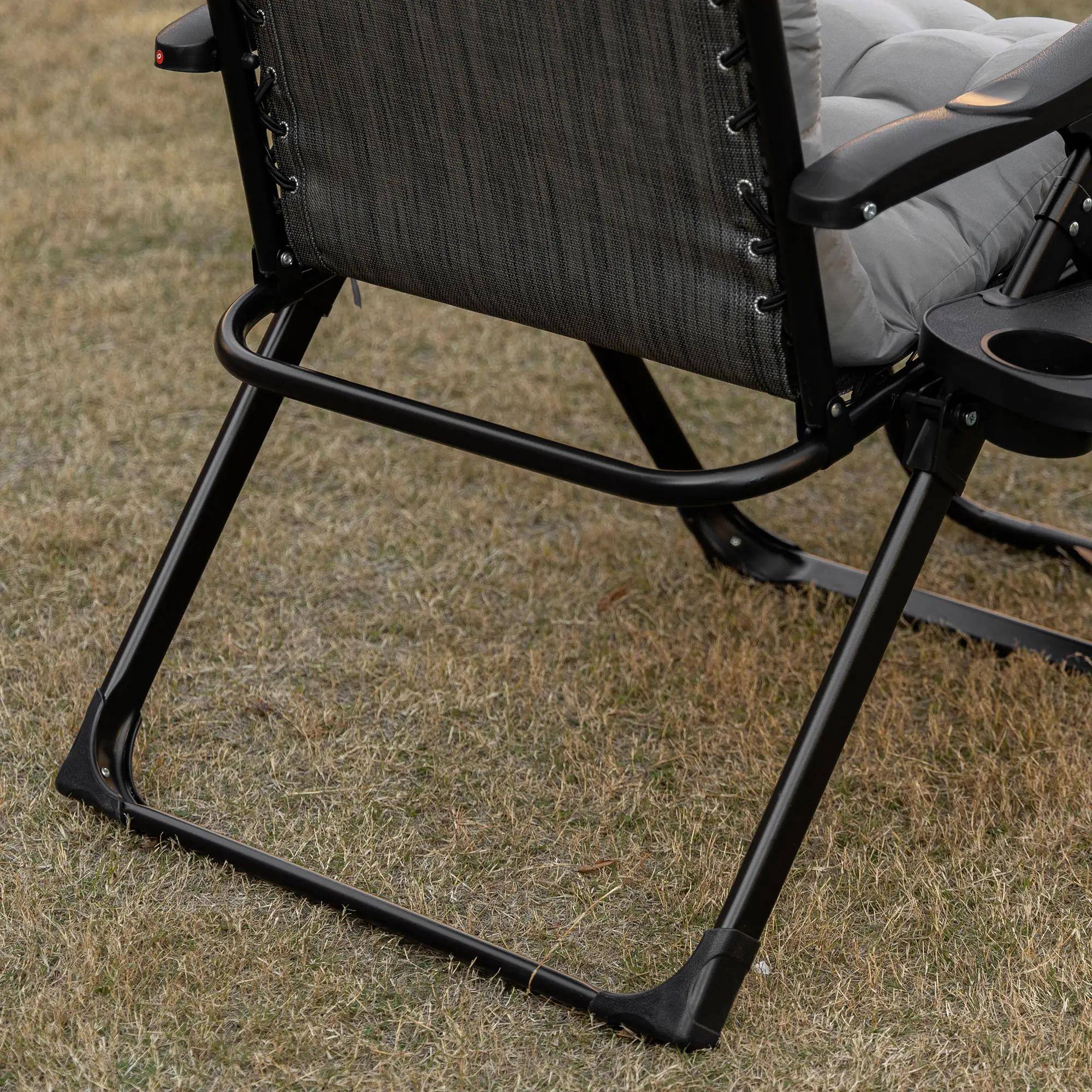 Alt View 2. Resenkos - Resenkos Padded Zero Gravity Chair, Folding Recliner Chair with Cup Holder Cushion, Gray - Gray.