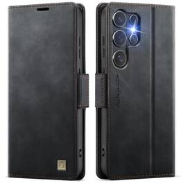 Dteck - Slim Premium Leather Shockproof Flip Kickstand Card Wallet Phone Case For Samsung Galaxy S26 Ultra - Black