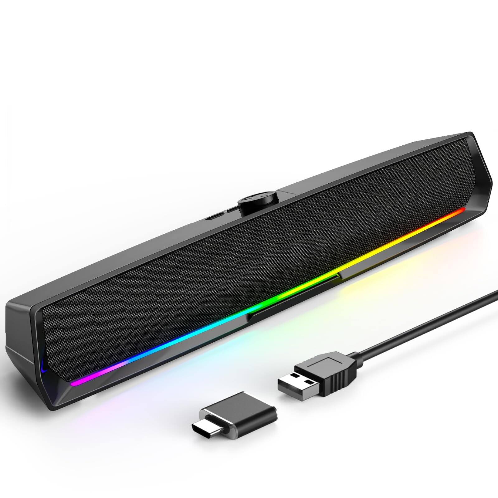 Front. Dazzed Corner - Computer Speakers for Desktop,Wired Bluetooth Speaker for Phones - Black.