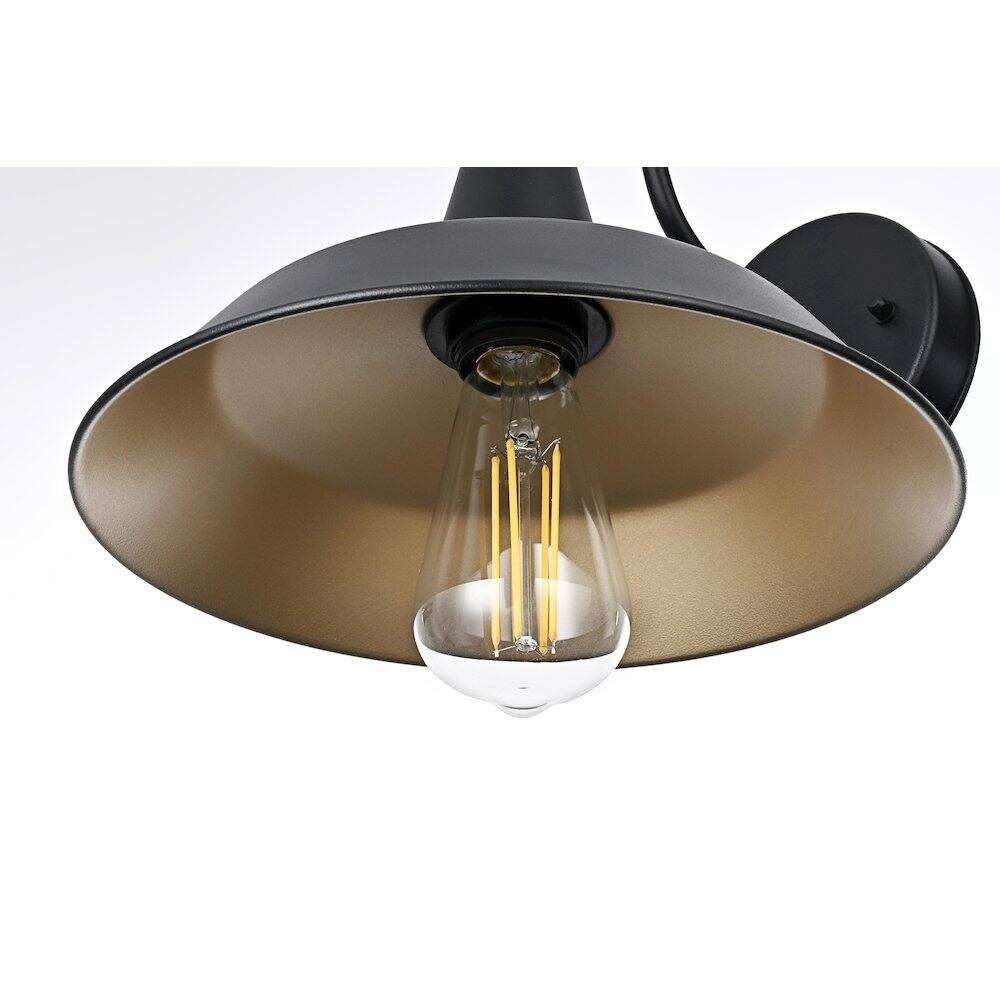 Alt View 2. Elegant Lighting - Tinsley 13 inch Outdoor Wall sconce in Black - Black And Clear.