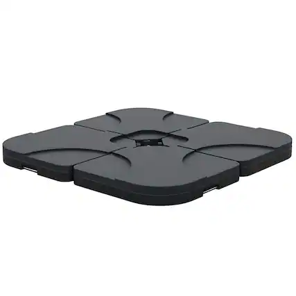Front. Outsunny - 4 Pieces Cantilever Patio Umbrella Base Stand, Outdoor Offset Umbrella Weight Plates, 158 lb Capacity - Black.