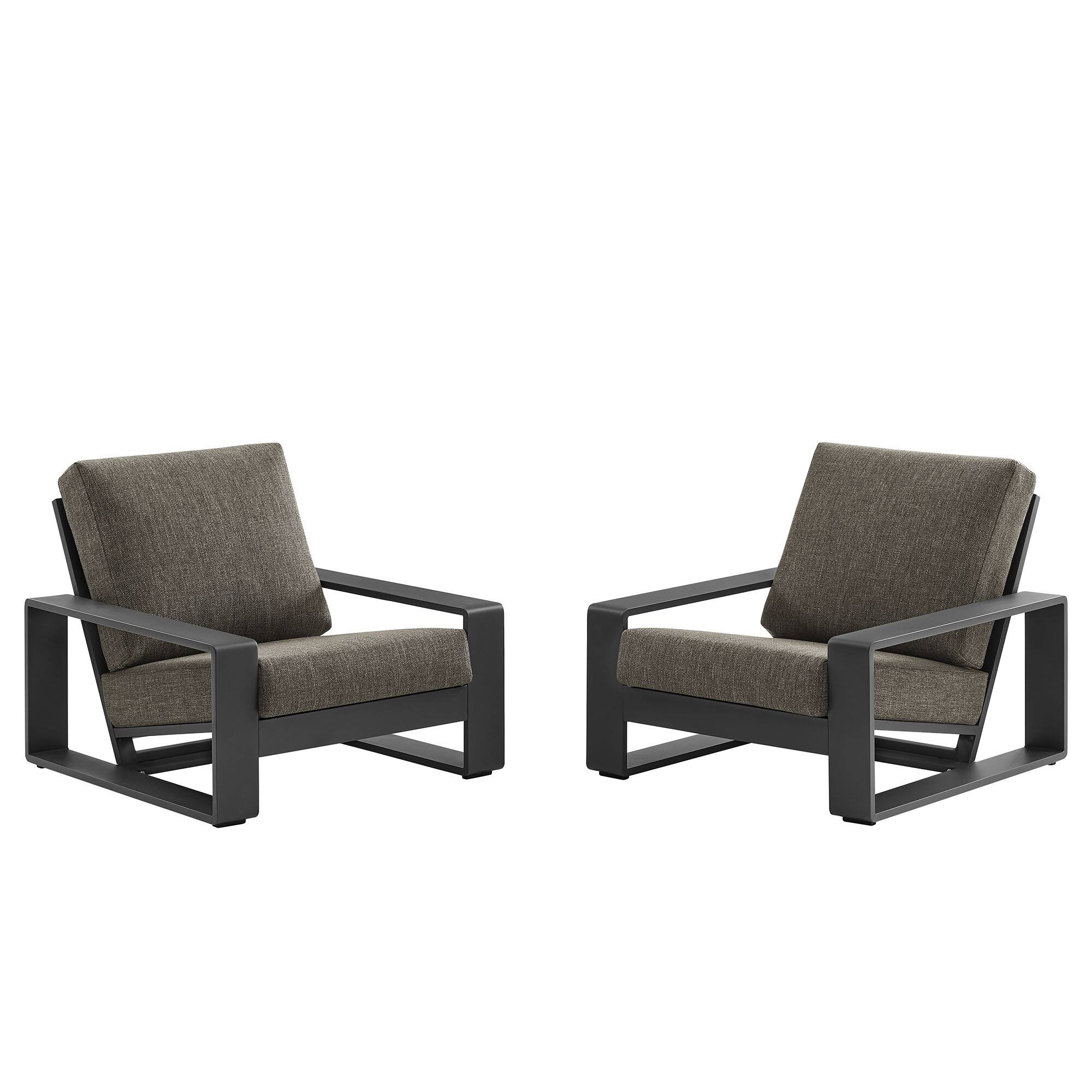 Left. Modway - Lirienne Outdoor Patio Aluminum Faux Wood Armchairs Set of 2 by Modway - Smoke.