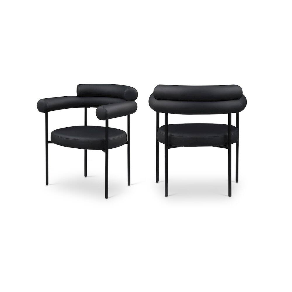 Front. Meridian Furniture - Blake Black Vegan Leather Dining Chair, Set of 2 - Black.