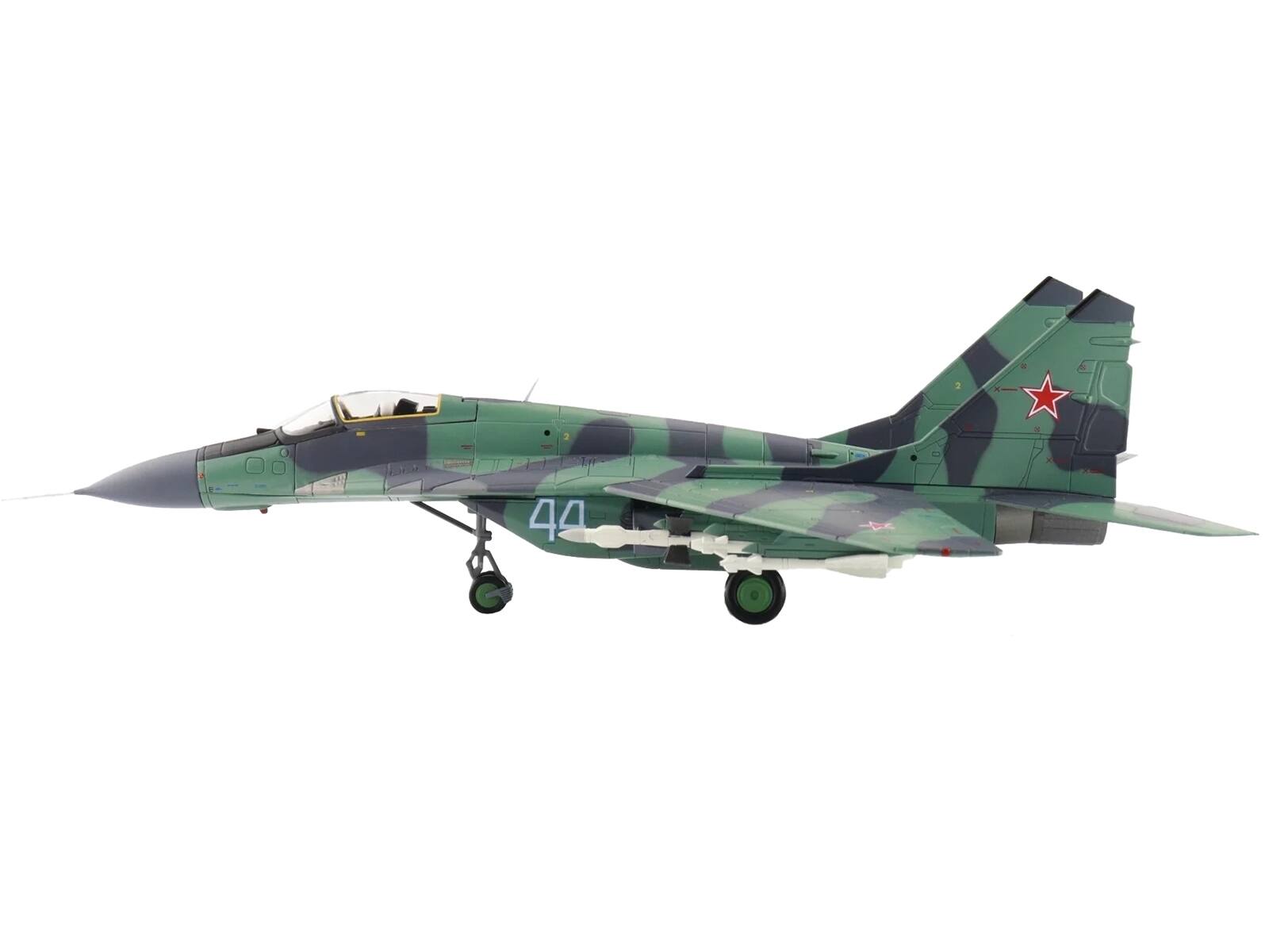 Angle. Hobby Master - Mikoyan MIG-29 Fulcrum C Aircraft "733rd IAP Damgarten Air Base" (1994) Soviet Air Force "Air Power Series" 1/72 - Multicolor.