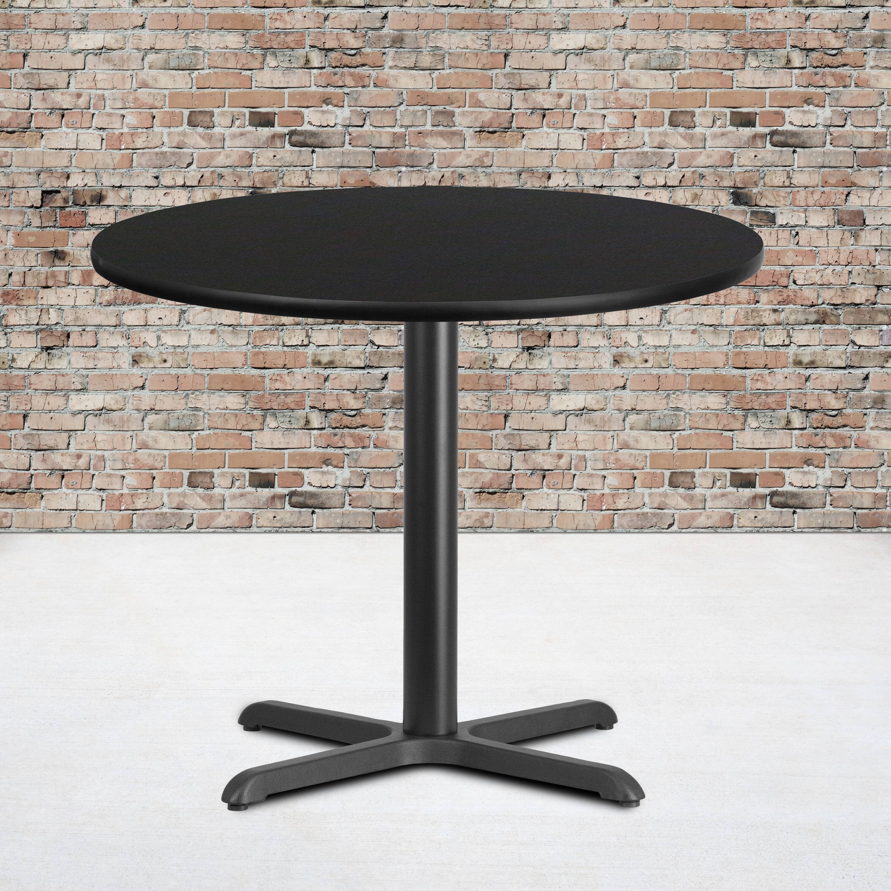 Alt View 1. Emma + Oliver - 36" Round Laminate Table Top with 30"x30" Table Height Base - Black.