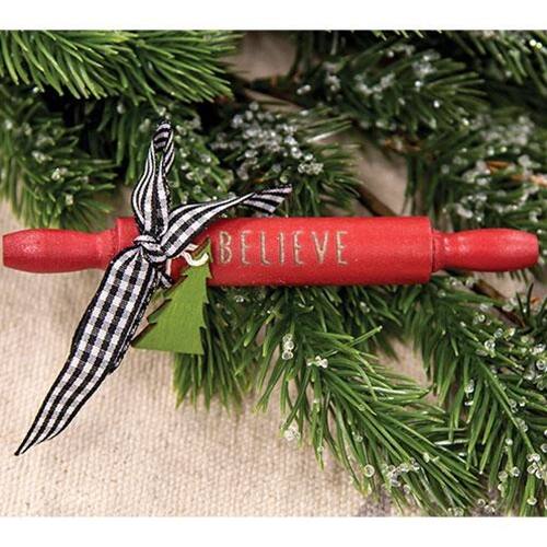 Angle. BreeBe - *Believe Wooden Rolling Pin - Red.