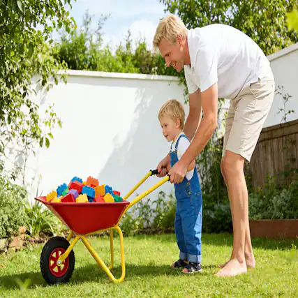 Front. Loheer - Loheer Kids Metal Wheelbarrow Red Garden Cart for Toddlers 33LBS.