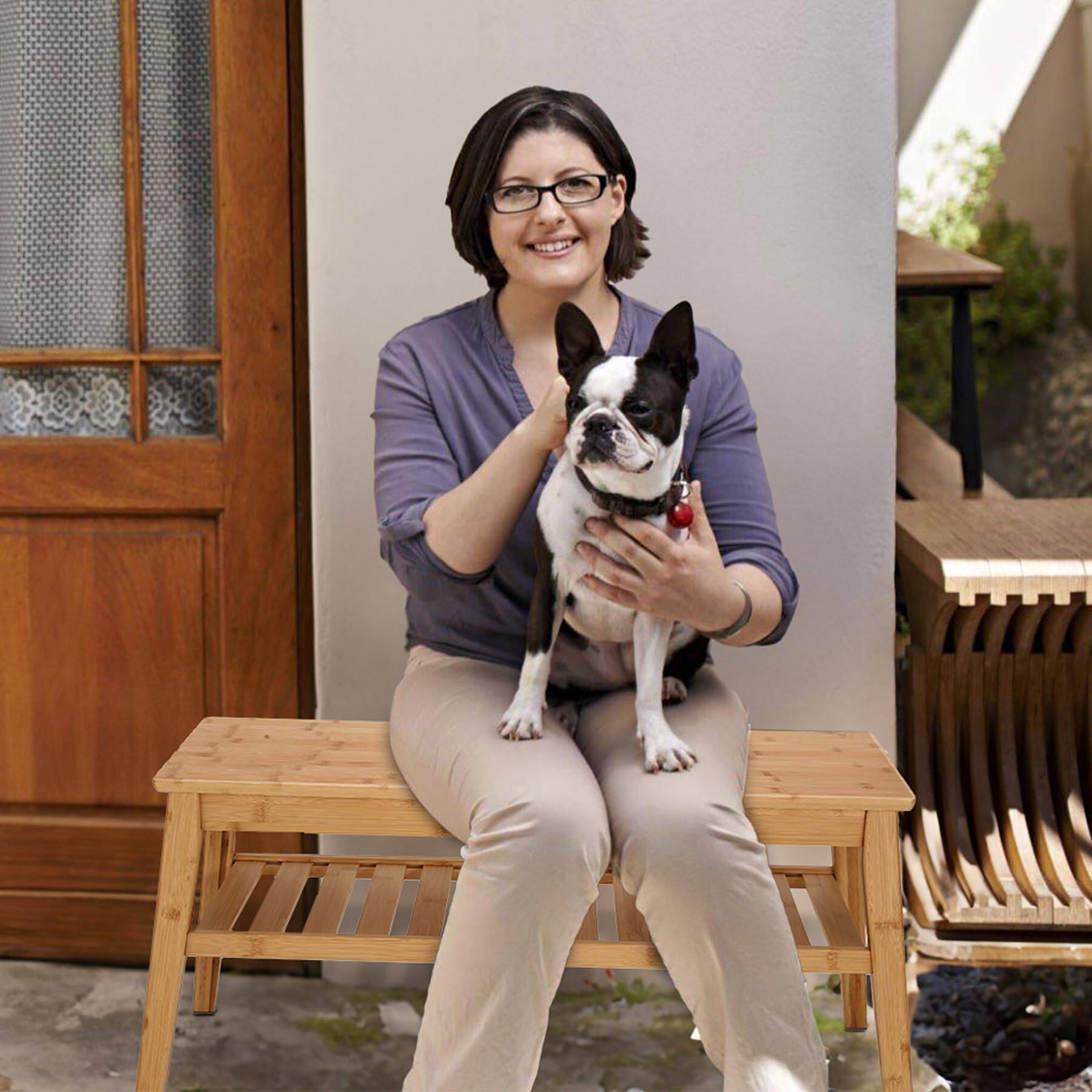 Alt View 2. JETRANSPORT - Dining Bench 33.46" Indoor Storage Small Wood Benches For Entryway Living Room Bedroom Hallway Outdoor Wooden - White.