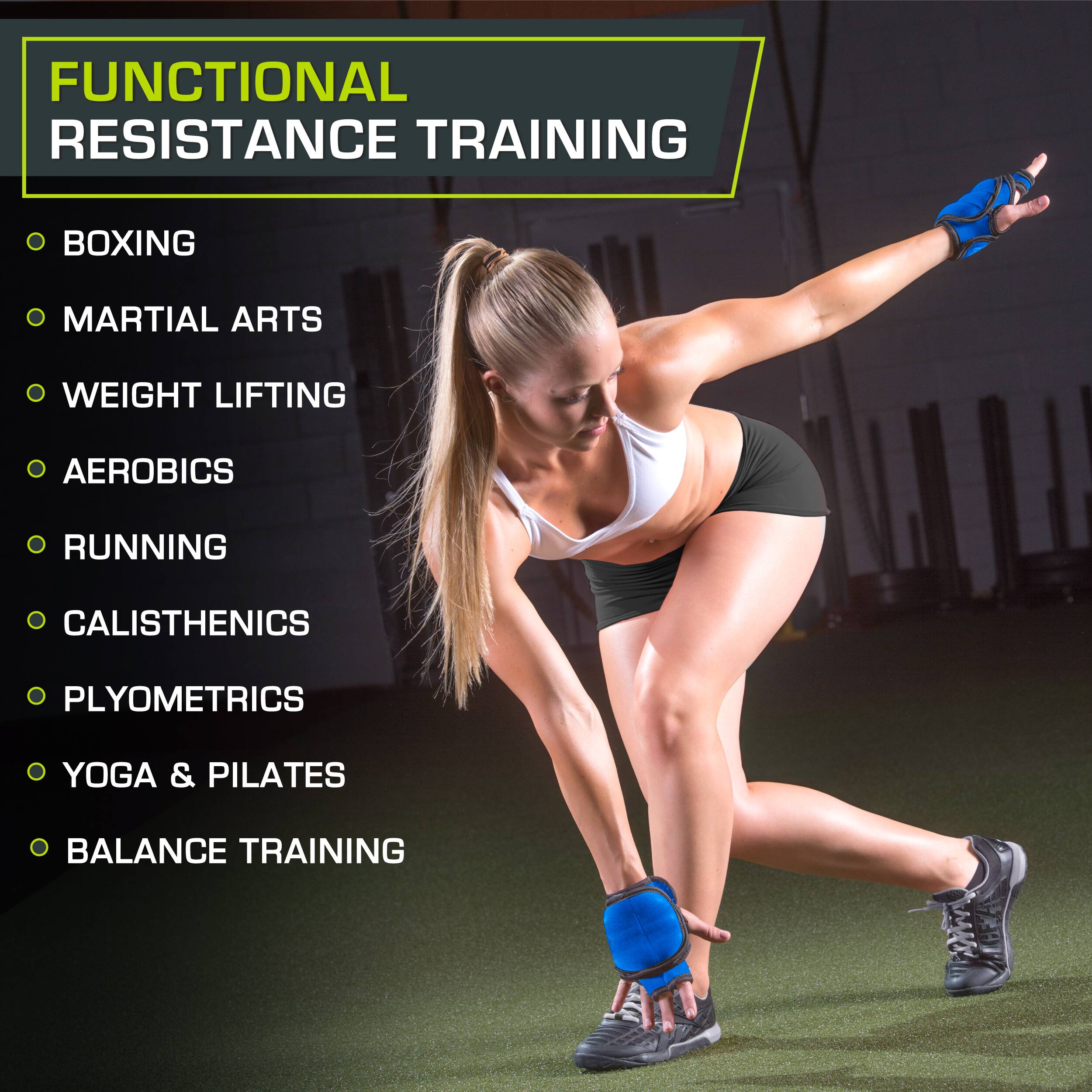 Functional Resistance Training

- Boxing
- Martial Arts
- Weight Lifting
- Aerobics
- Running
- Calisthenics
- Plyometrics
- Yoga & Pilates
- Balance Training