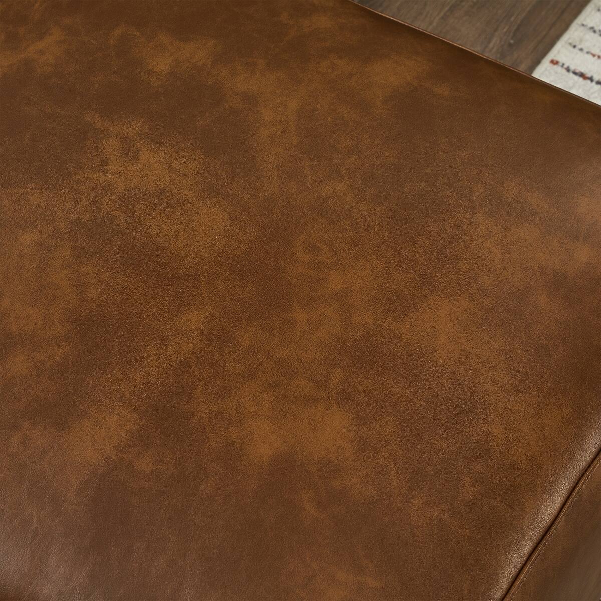 Alt View 3. Ropilly - Ropilly 112 Inch Faux Leather Sofa Brown Three Seat Living Room Couch with Wood Legs - Brown.