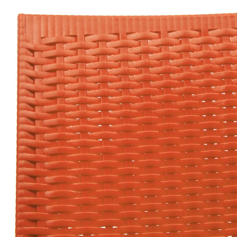 Alt View 4. LeisureMod - Mace 4-Pieces Modern Woven Pattern Dining Chairs - Waterproof Stackable Indoor Outdoor Patio Chairs - Orange.