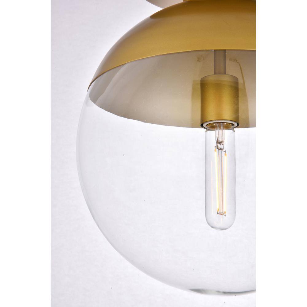 Left. Living District - Eclipse 1 Light Brass Flush Mount With Clear Glass - Brass And Clear.