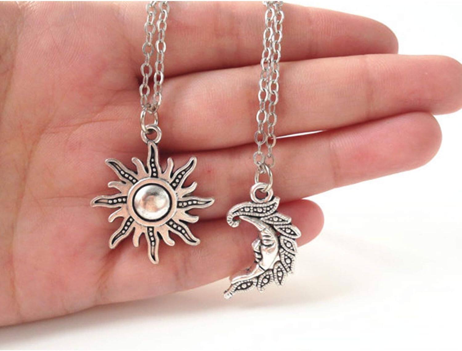 MJartoria Sun & Moon BFF Necklace Set - Best Friend Matching Necklaces For 2 - Stainless Steel Friendship Jewelry Gift
