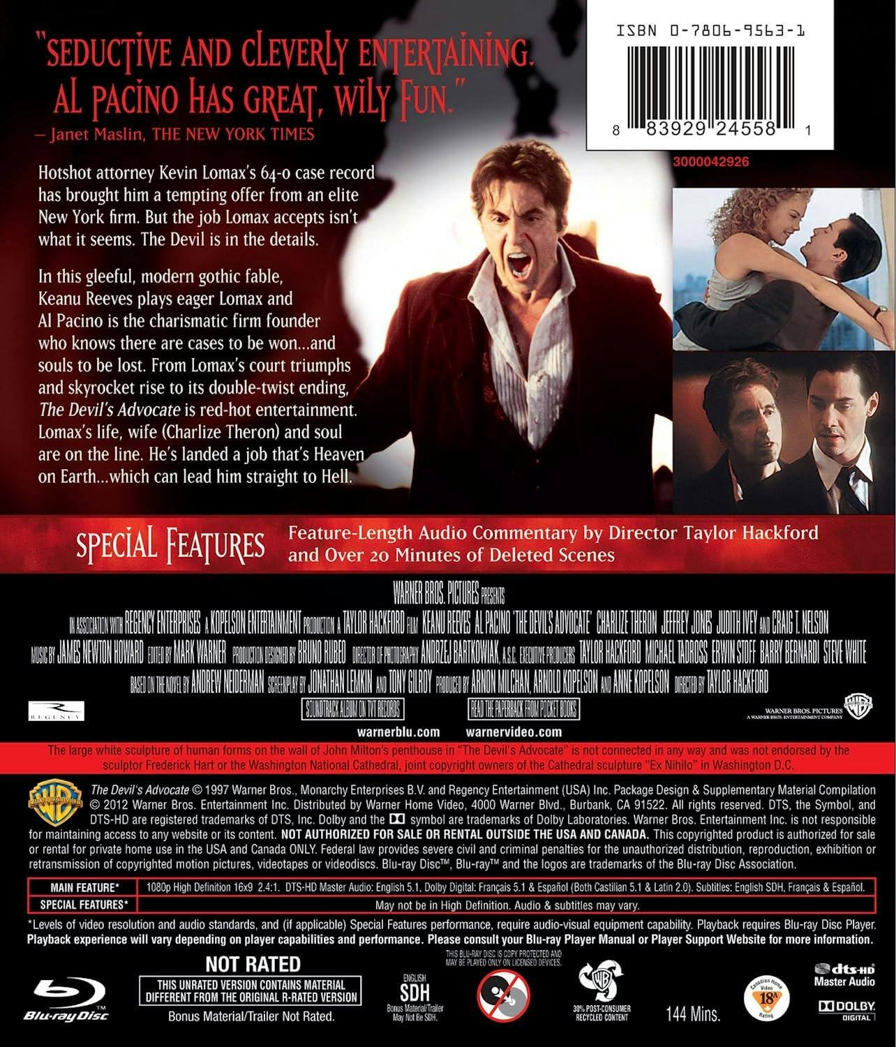 Back. Devil's Advocate (Blu-ray Unrated Director's Cut) [Blu-ray].