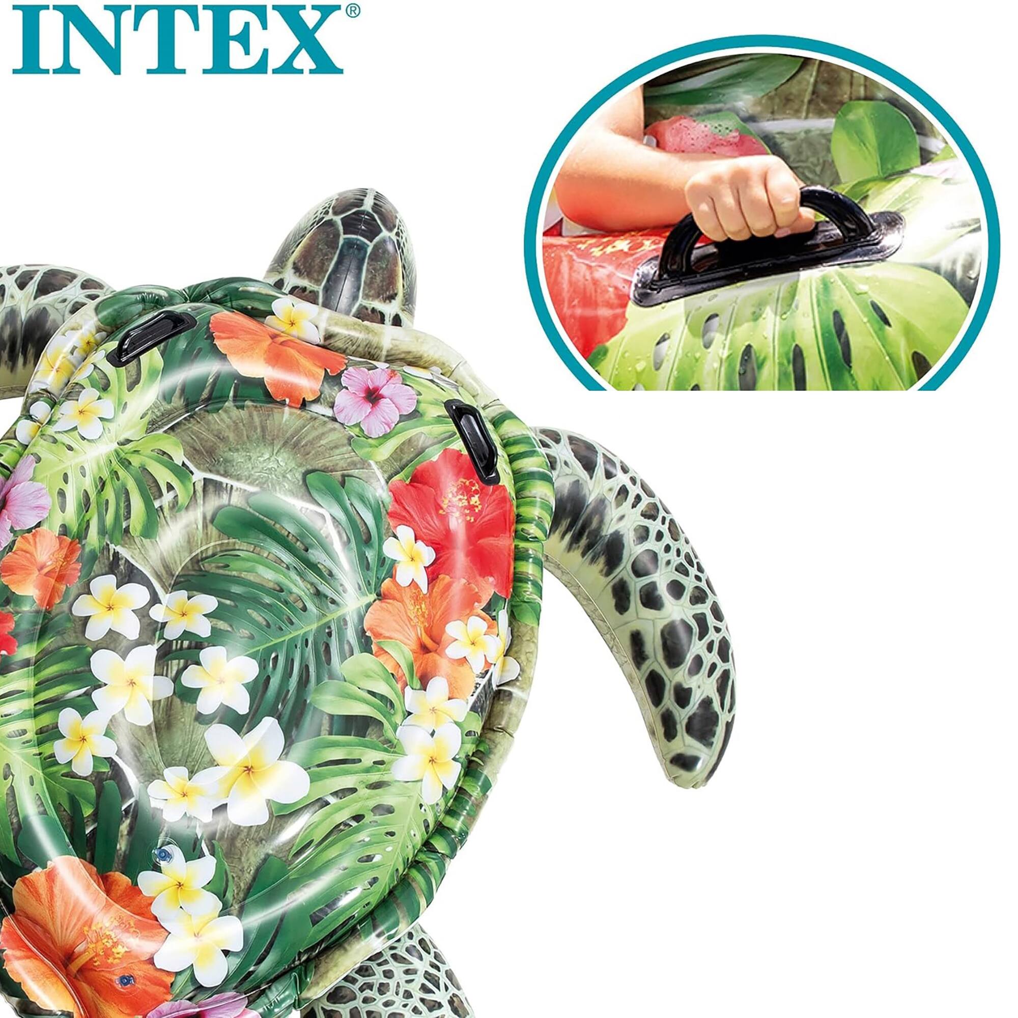 Left. Intex - Realistic SeaTurtle 75 x 67" Inflatable Water Float, Kids Ages 3+.