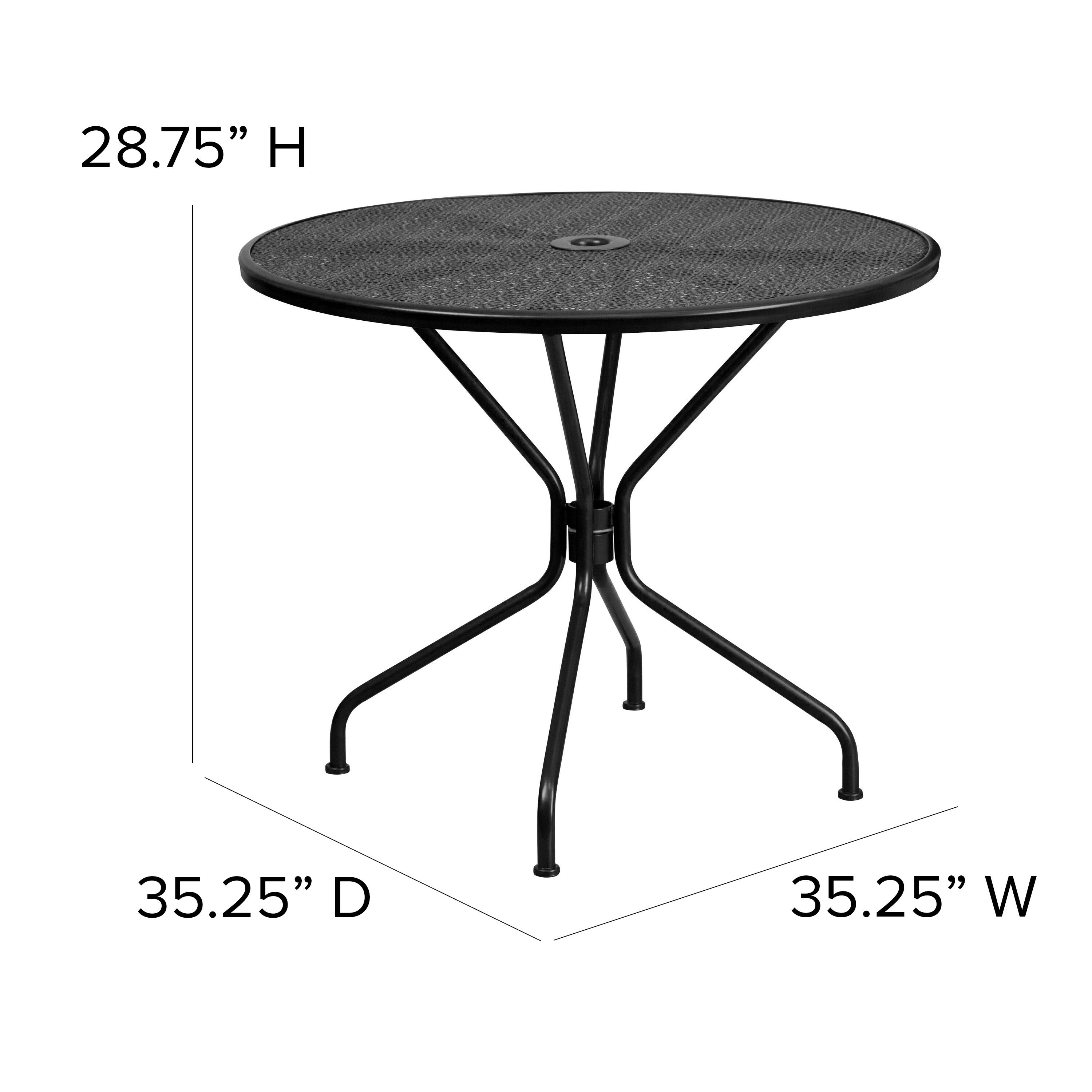 28.75" H  
35.25" D  
35.25" W