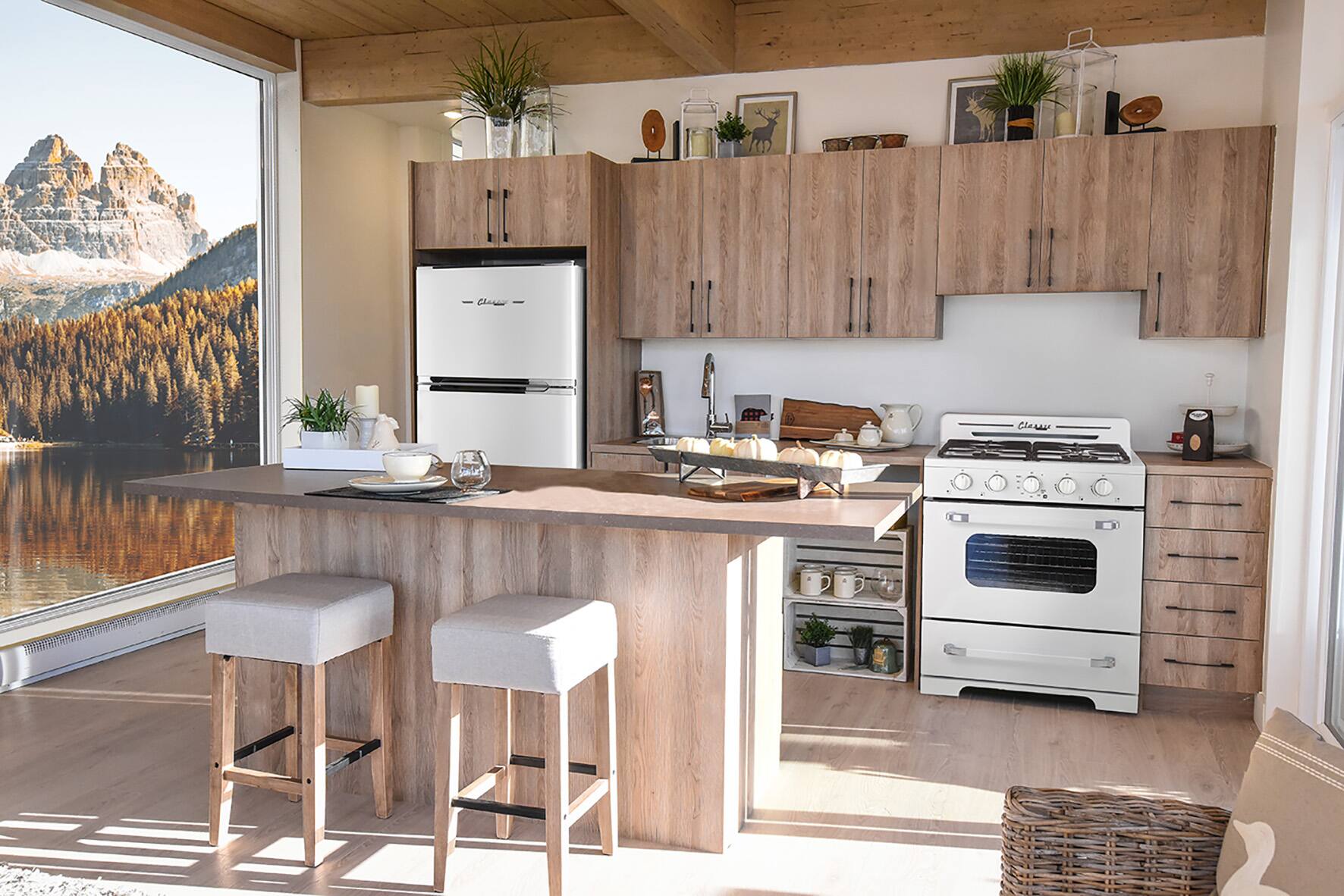 Alt View 15. Unique Appliances - Off-Grid Classic Retro 27.2 in. 14 cu. ft. Propane Top Freezer Refrigerator - Marshmallow White.