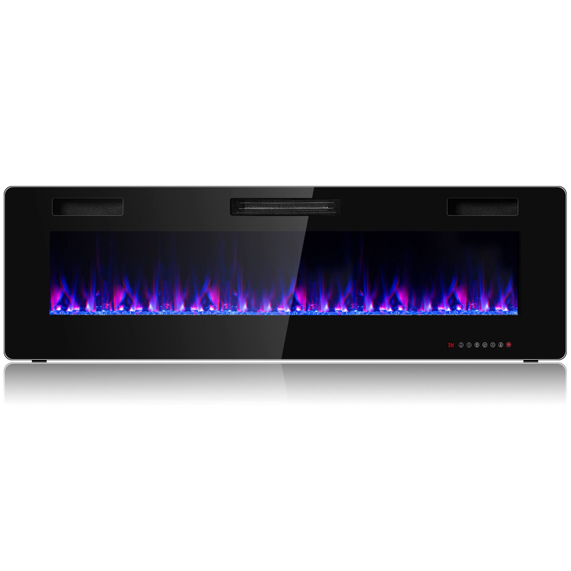 Alt View 3. Gymax - Gymax 60'' Fireplace Electric Recessed Wall Mounted Heater w/ Remote Control - Black.