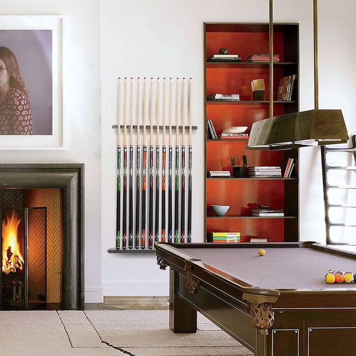 Alt View 3. GSE Games & Sports Expert - 2-Piece Wood 12 Billiard Pool Cue Rack Wall Mounted Holders, Pool Cue Wall Rack Set - Brushed Grey - Brushed Grey.