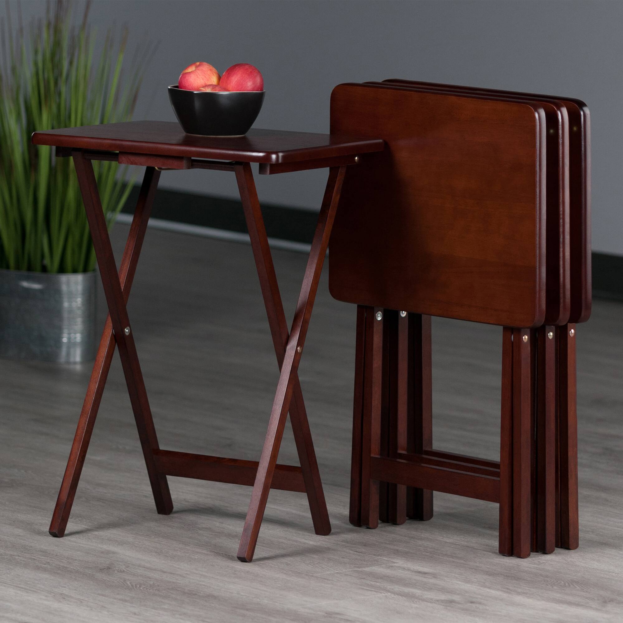 Alt View 8. Winsome Wood - Alex 4-Pc Snack Tables - Walnut.