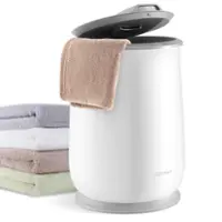 Costway - Towel Heater Bucket  Bathroom 21L Towel Heater with Flip-top Lid & Auto Shut Off - White/Gray - Front_Zoom