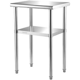 VEVOR - Stainless Steel Prep Table,24 x 18 x 36 Inch, 600lbs Load Capacity Heavy Duty Metal Worktable with Adjustable Undershelf - Silver