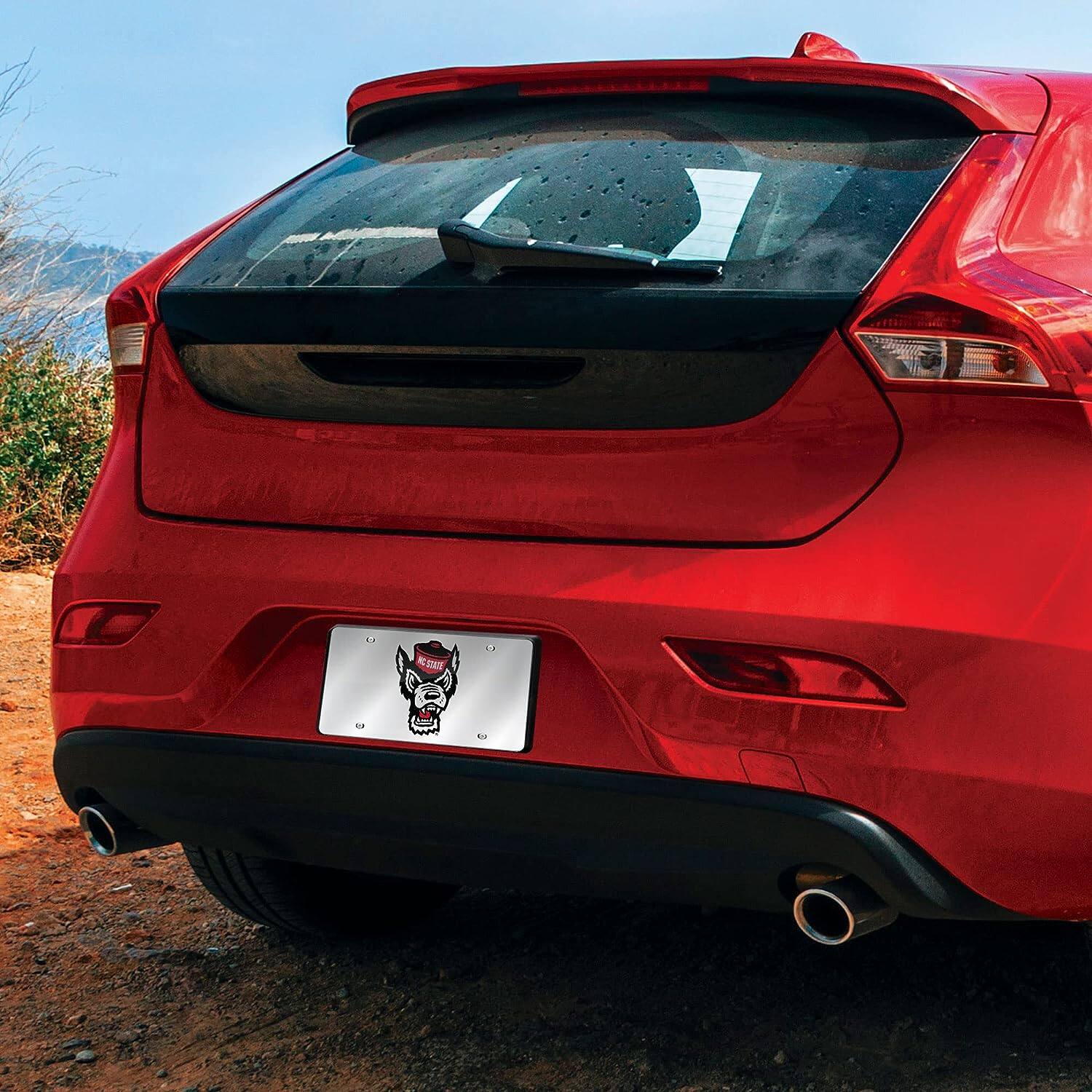 Alt View 2. Rico Industries - NC State Wolfpack Mirrored Laser Cut License Plate Laser Tag - Multi.