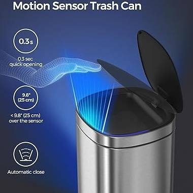Motion Sensor Trash Can

- 0.3 sec quick opening
- 9.8" (25 cm) over the sensor
- Automatic close