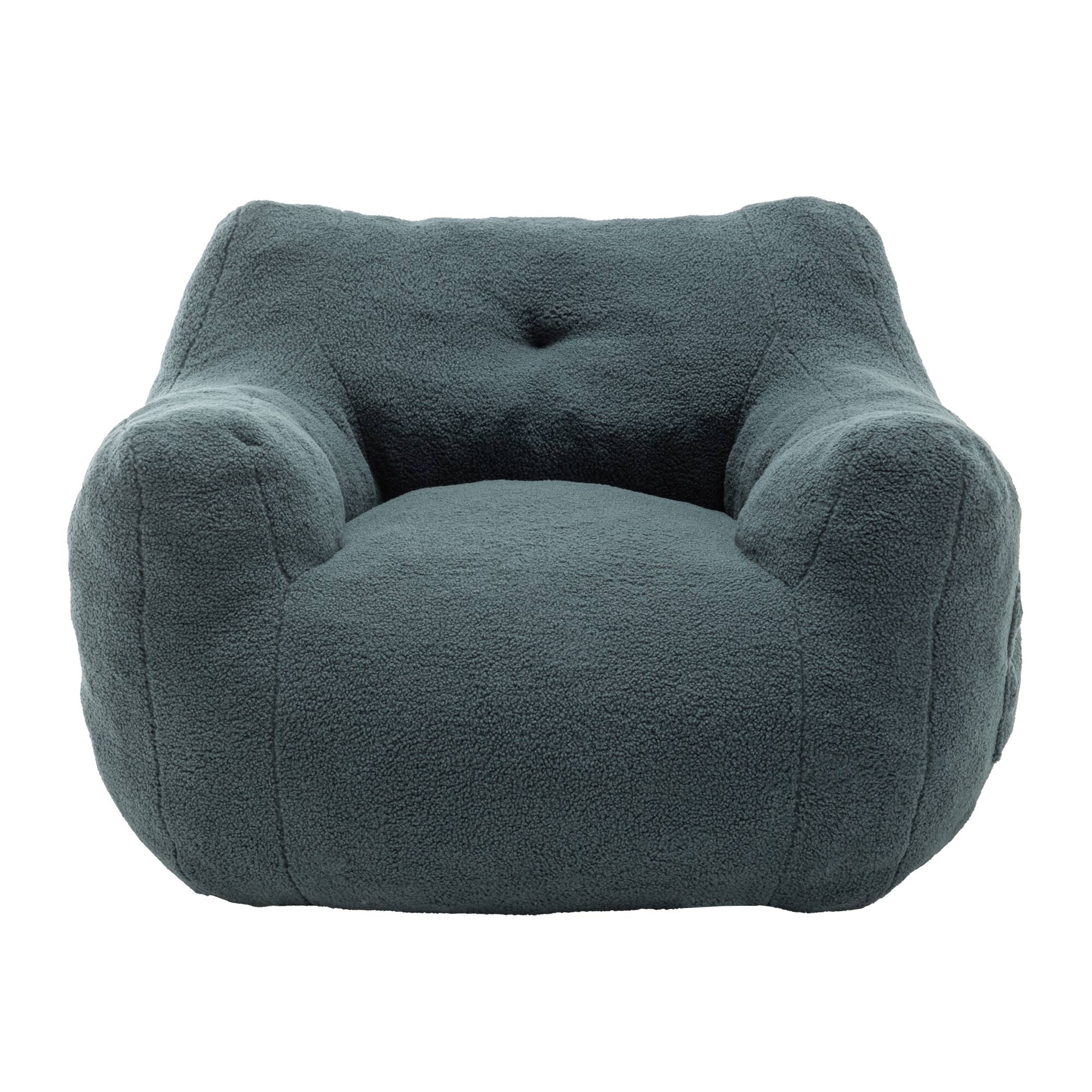 Alt View 8. GOODSILO - Bean Bag Sofa Chair with Armrests - Stuffed High-Density Foam, Lazy Comfy Chair for Adults, Living Room, Bedroom Reading - Light Green.