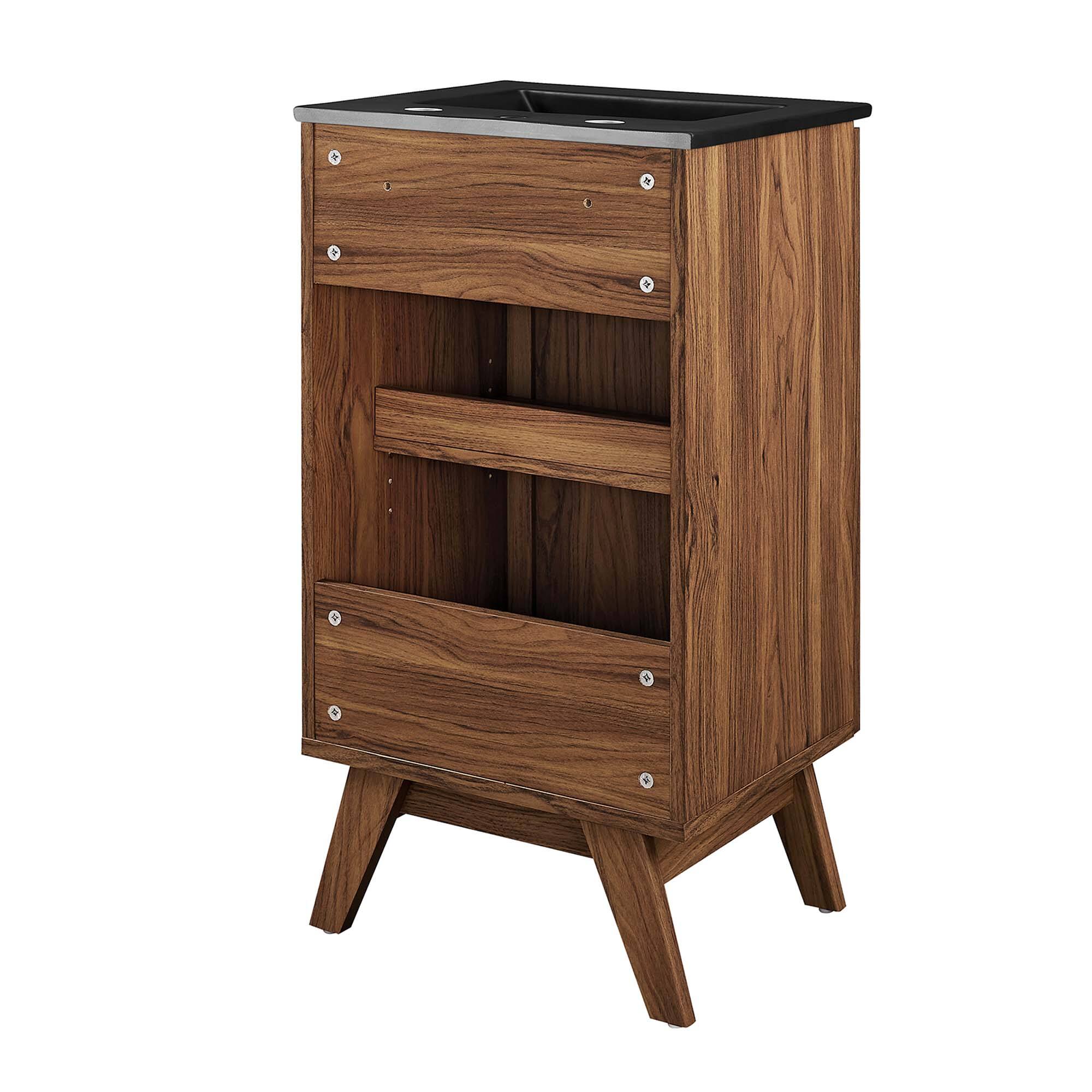 Alt View 5. Modway - Soma Bathroom Vanity with Black Basin Included by Modway - Walnut Black.