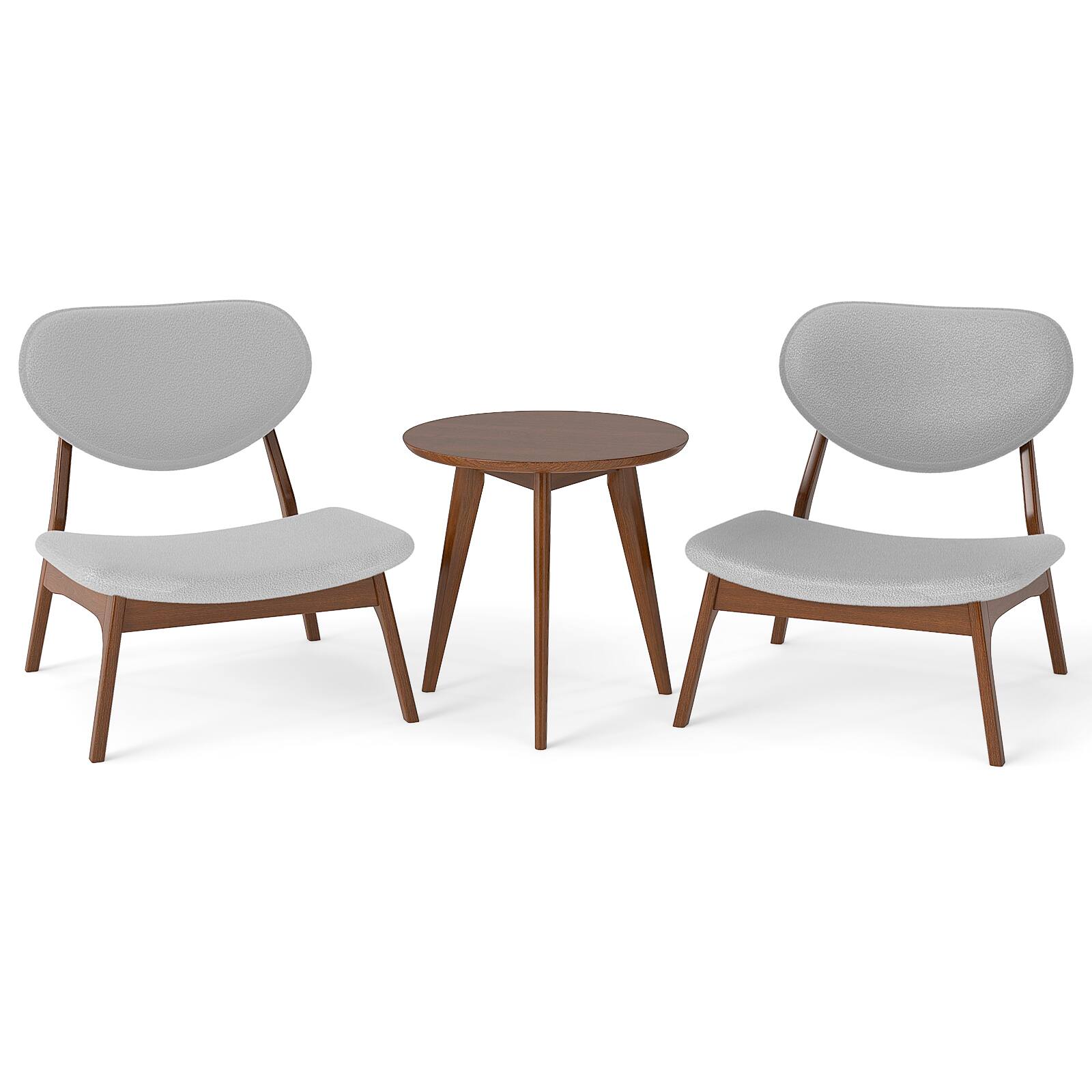 Alt View 9. Gymax - Gymax Accent Chairs Set of 2 w/ Side Table Living Room Chairs w/ Solid Wood Frame Gray - Walnut, Gray.