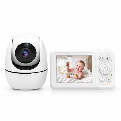 Front. bonoch - mini 640P cavy baby monitor with Video Camera and 3.2'' Display Screen Audio No WiFi Auto Night Vision - White.