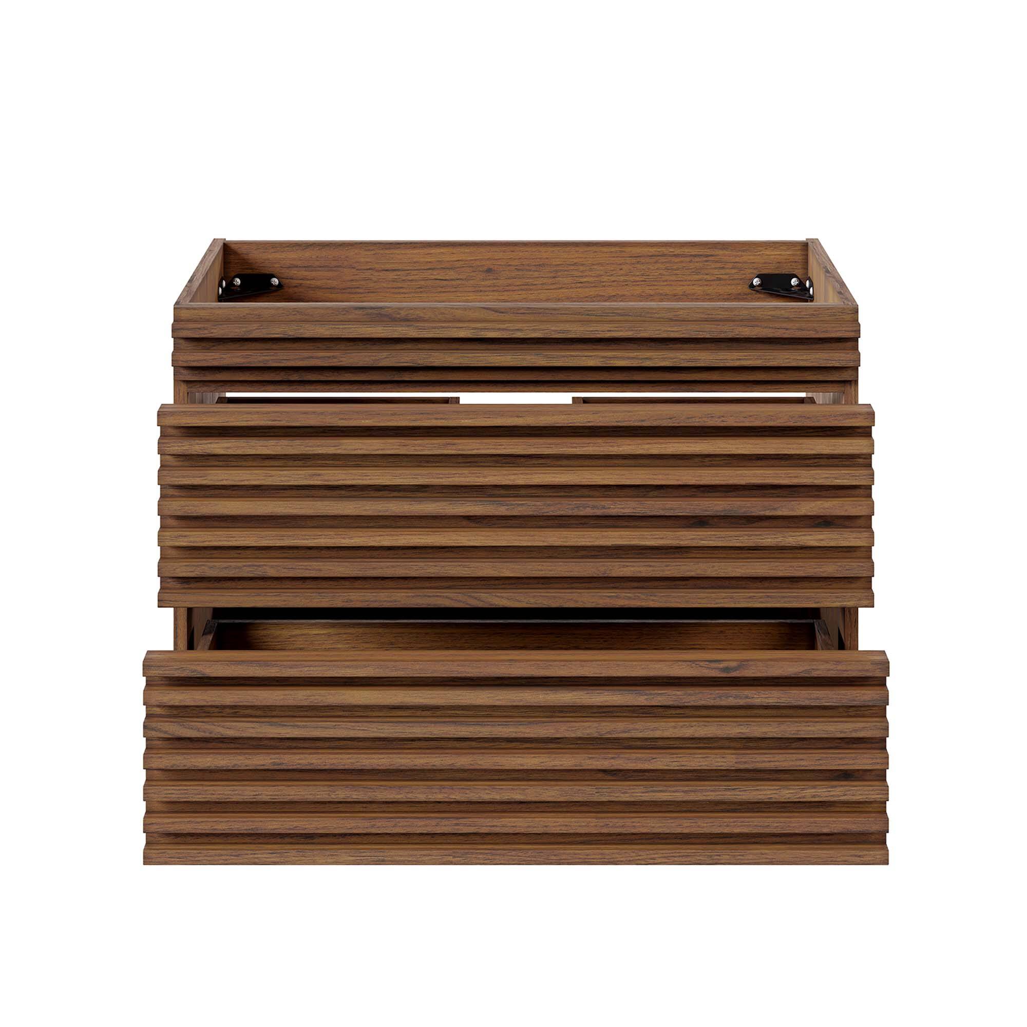 Alt View 4. Modway - Render Wall-Mount Bathroom Cabinet Basin Not Included - Walnut.