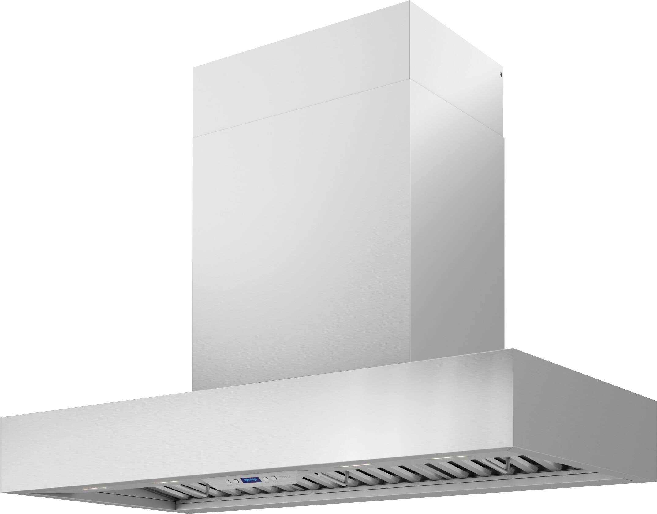 Angle. Zephyr - Roma Pro 48 in. 750 CFM Wall Mount Range Hood with LED Light - Stainless Steel.