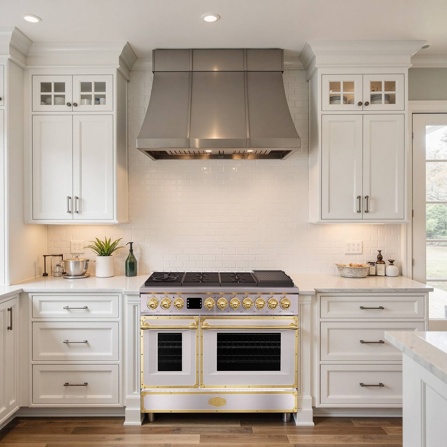 Alt View 8. Akicon - Akicon 6.7 Cu.ft Freestanding Gas Rapid Convection Range with 8 Sealed Burners and Cast Iron Grates in Brush Stainless - Brush Stainless.