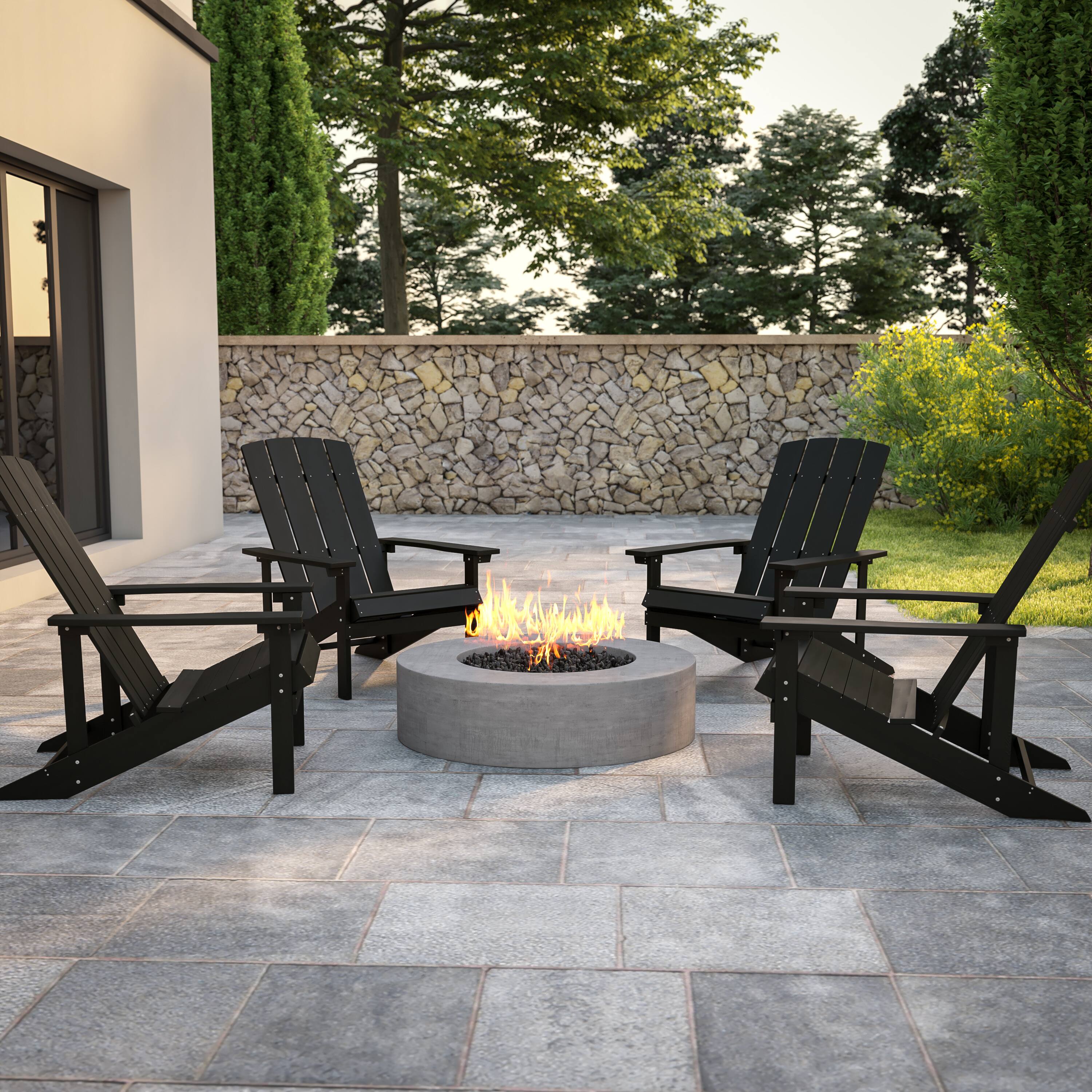 Alt View 2. Emma + Oliver - 4 Pack Outdoor All-Weather Poly Resin Wood Adirondack Chairs - Slate Gray.