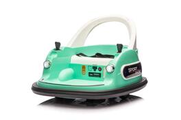 BreeBe - 12V Kids ride on Bumper Car with Remote Control, LED Lights, Bluetooth, 360° Spin, Safety Belt, 2WD, Ages 1.5-5 - Blue-Green