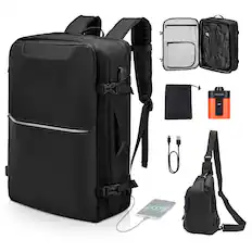 Front. VEVOR - Vacuum Travel Backpack, 80L, Expandable Vacuum Seal Compression Travel Backpack with Pump, with TSA-Approved Lock - Black.