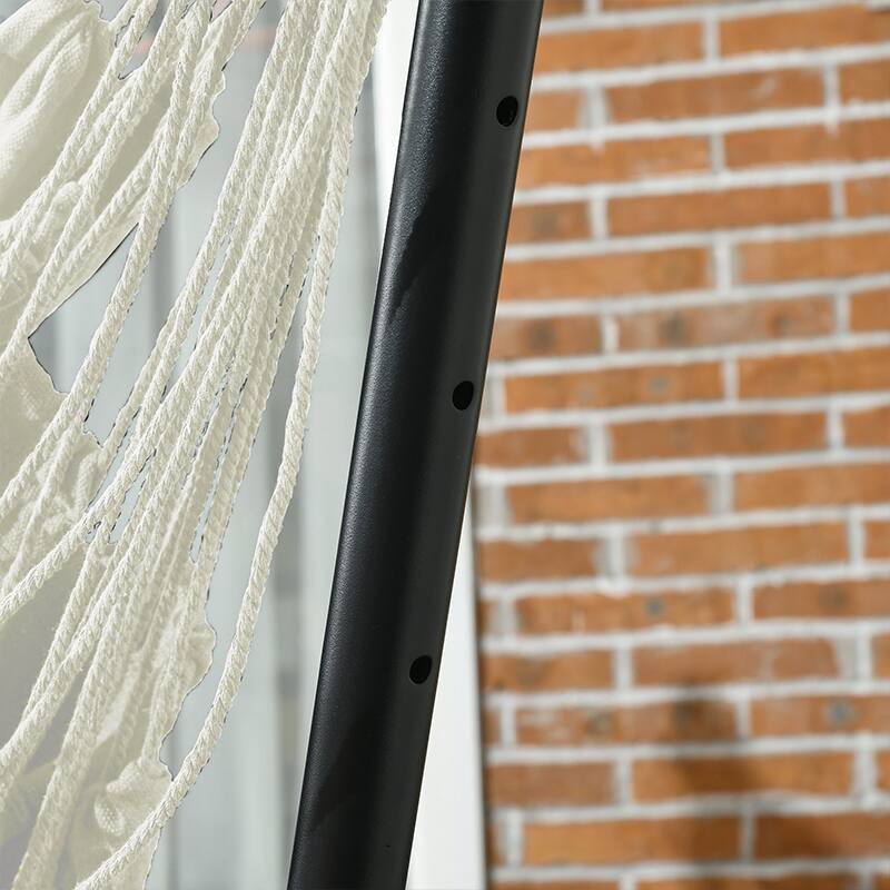 Alt View 7. Outsunny - Patio Hammock Chair with Stand, Outdoor Hammock Swing Hanging Lounge Chair with Side Pocket and Headrest - Cream White.