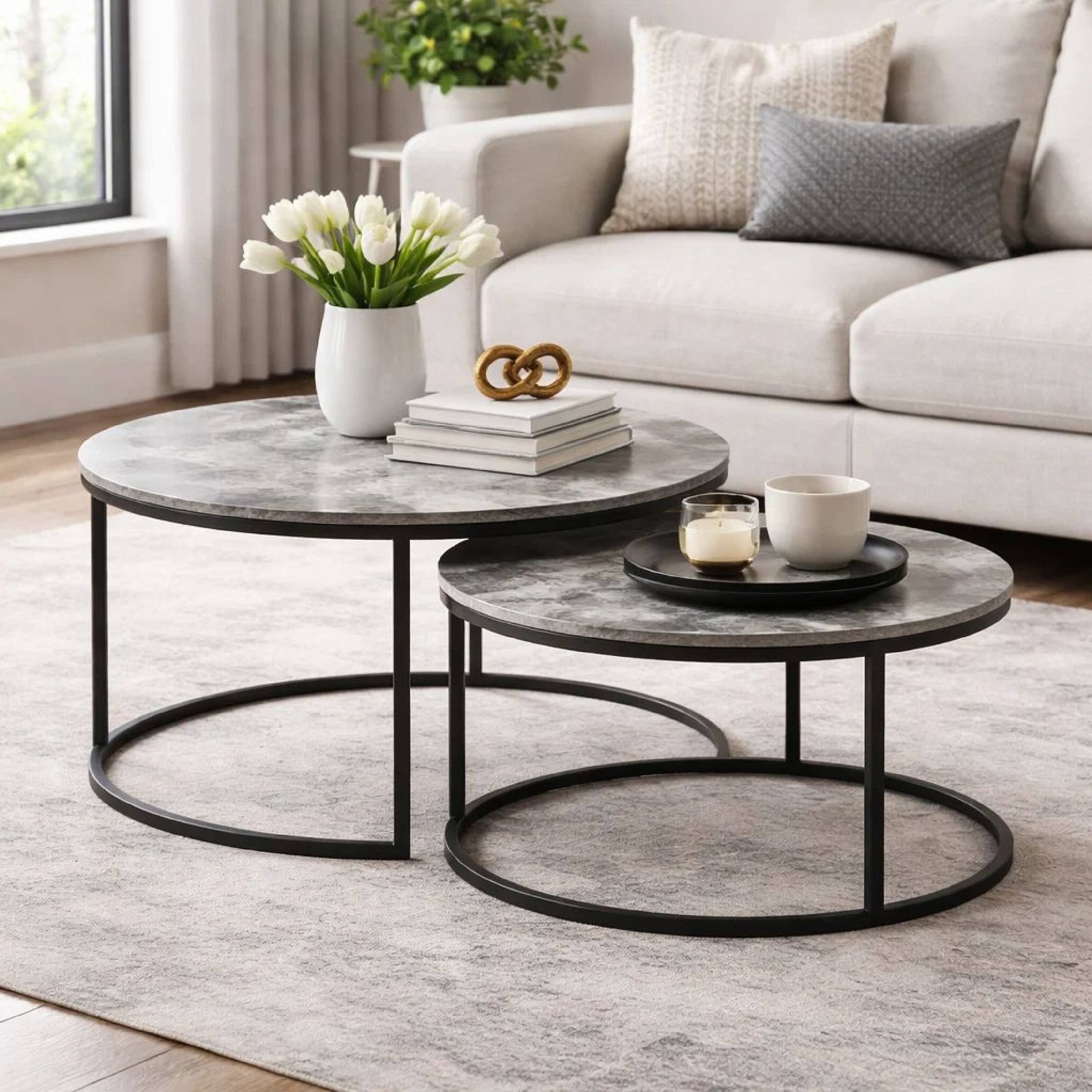 Alt View 3. Manhattan Lane - 47 Inch Modern Rectangular Coffee Table, Single Shelf, Wood Grain - Gray.